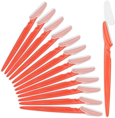 Eyebrow Razor for Women, 24 Pcs Dermaplaning Tool for Face Professional, Face Razor for Women Facial Hair Remover (Neon Orange) MoHern