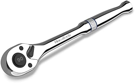 DURATECH 1/2-Inch Drive Ratchet, 90-Tooth Quick-release Ratchet Wrench, Reversible, Chrome Alloy Made, Full Polished, Gifts for Men Gifts for Women Gifts for Dad Duratech