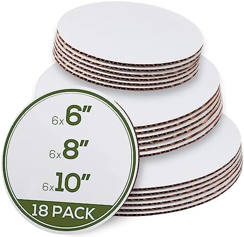 StarMar Set of 18 - Cake Board Rounds, Circle Cardboard Base, 6, 8 and 10-Inch. Perfect for Cake Decorating, 6 of Each Size StarMar