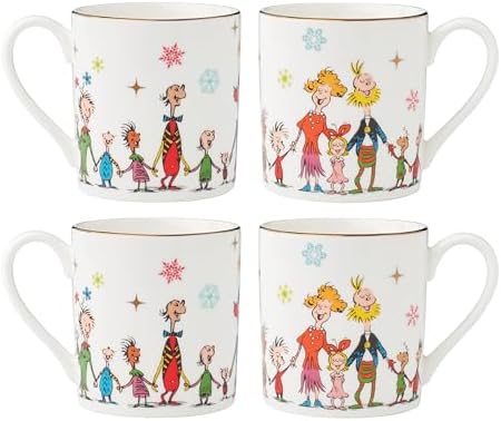 Lenox 895054 Merry Grinchmas Mugs, Set of 4, 14oz, Christmas Drinkware, Holiday Hosting Lenox