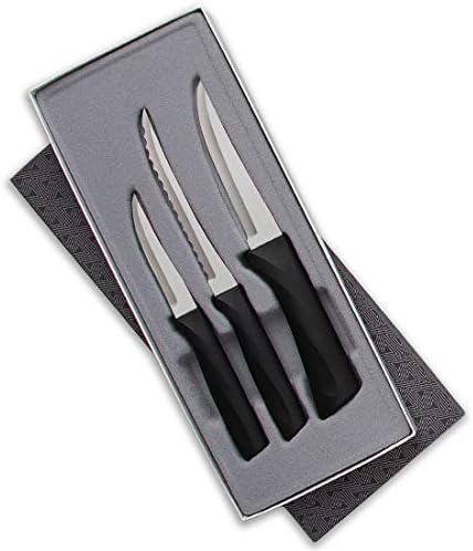 Rada Cutlery Anthem Series Kitchen Knife Set Stainless Steel Knives with Ergonomic Black Resin Handles, Set of 3 RADA