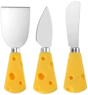 3Pcs Cheese Knife,Cheese Handle Cheese Knife Set for Cutting Boards,Cute Cheese Handle Knife Set,Mini Steel Stainless Cheese Cutter, Spreader, Fork for Party Wedding Christmas, Charcuterie Accessories TIYOORTA