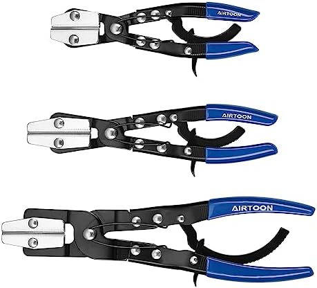 AIRTOON 3-Pack Hose Pinching Pliers Set, Automatic Locking Ratcheting, Hose Pinch Off Pliers for Flexible Hoses, Automotive, Gas Lines, Radiator, Brake, Coolant, and Fuel Systems (Blue, 3 Sizes) Airtoon