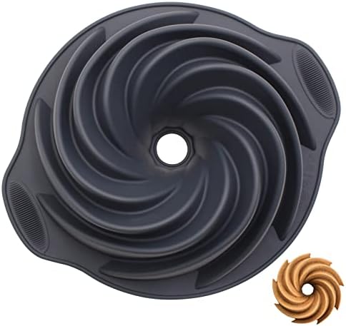 9 Inch Silicone Bundt Cake Pan, Baking with Perfect Shape, Nonstick Savarin Mold, Easy Grip Sturdy Handle, Dark Grey BesoAbrazo