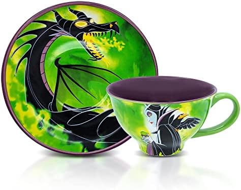 Silver Buffalo Disney Villains Maleficent and the Dragon 12oz Ceramic Teacup and Saucer Silver Buffalo