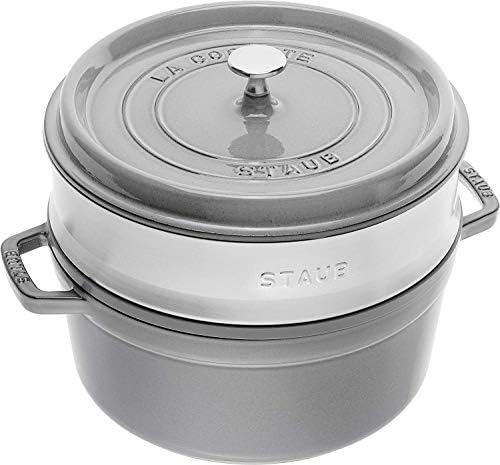 Чугунная антипригарная кастрюля Pico Cocotte с крышкой и пароваркой, 26 см, 1.8 галлона Staub