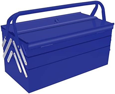 Metal Tool Box 16.5 x 8.5 x 8'' Folding Tool Storage Box, 3 Level and 5-Tray, with A Hole for Locking Manufore