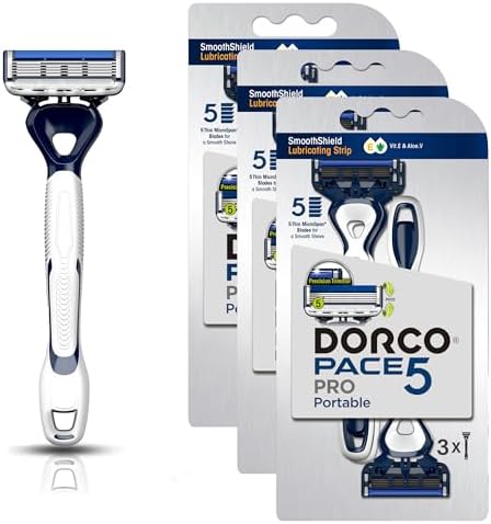 Одноразовые бритвы DORCO Pace Pro 5, 3 шт. - 5 лезвий, триммер, резиновая ручка Dorco