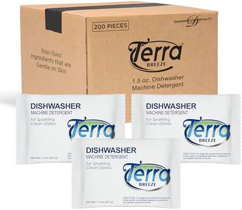 Automatic Dishwasher Detergent Powder | Terra Breeze 1-Shoppe - Bulk Hotel Size Amenities for AirBnB & Rentals | Half pallet - 27 cases with 200 units each - 5,400 pieces Terra Breeze