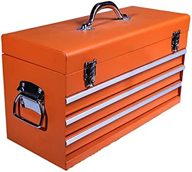 Edward Tools Portable Metal Tool Box with Drawers 20”- Keyed Center Lock for Security - Powder Coated Scratch Resistant Finish - Heavy duty chest latches - Full Extension Drawers Edward Tools