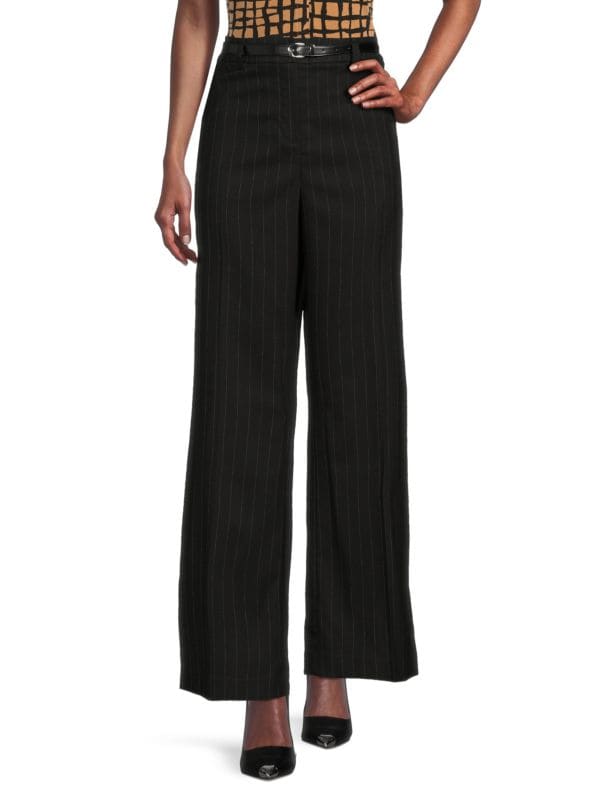 Striped Belted Pants с поясом, карманами и стегаными швами, 64% полиэстер Calvin Klein