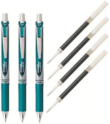 Pentel EnerGel Deluxe RTX Liquid Gel Ink Pen Set Kit, Pack of 3 with 4 Refills (Turquoise - 0.7mm) � Pentel