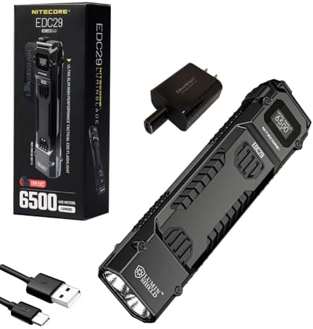 Фонарь Nitecore EDC29 6500 Лютенов USB Зарядка, Компактный, Система Безопасности EdisonBright