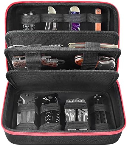 ANKHOH Pocket Knife Display Case, 24+ Folding Knife Collection Storage Organizer Holder, Small Knives Protector Box for Tactical/Hunting/Edc/Survival/Outdoor Mini Knife, Bag Only Ankhoh