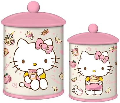 Керамическая банка с крышкой 20 см Hello Kitty для хранения с розовыми яблоками и корицей Silver Buffalo