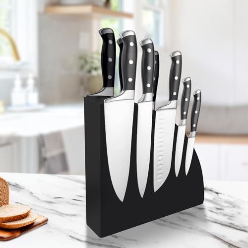 Magnetic Knife Block Without Knives,Magnetic Knife Holder for Kitchen Countertop, Wood Knife stand, Double Sided Powerful Magnet, Universal Storage Rack&Organized Display Board(Black) HAYAWEY