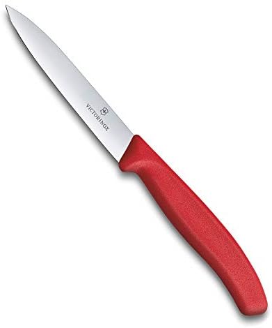 Victorinox VIC-6.7701 Swiss Classic Paring 4" Straight Spear Point Blade 5/8" Width at Handle Red Victorinox