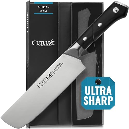 Cutluxe Nakiri Knife, 7" Vegetable Knife – Razor Sharp, Full Tang, Ergonomic Handle Design, Chef Knife for Chopping, Dicing & Slicing – Artisan Series Cutluxe