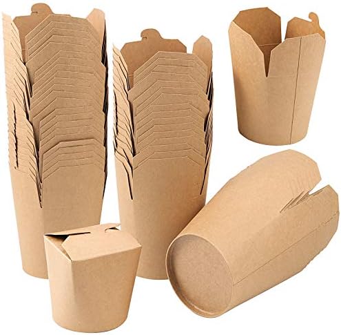 ZOENHOU 25 Pack 26 Oz Small Chinese Take Out Boxes, Leak and Grease Resistant Kraft Paper Takeout Food Containers, Stackable Microwaveable To Go Food Boxes for Party Favors, Lunch Packing ZOENHOU