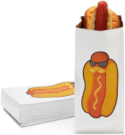 Juvale 100 Pack Paper Hot Dog Bags for 4th of July, White, 4 x 8 x 2 Inches, Disposable Hot Dog Wrappers Party Supplies for Birthdays, Gatherings, Christmas & BBQ Parties Juvale