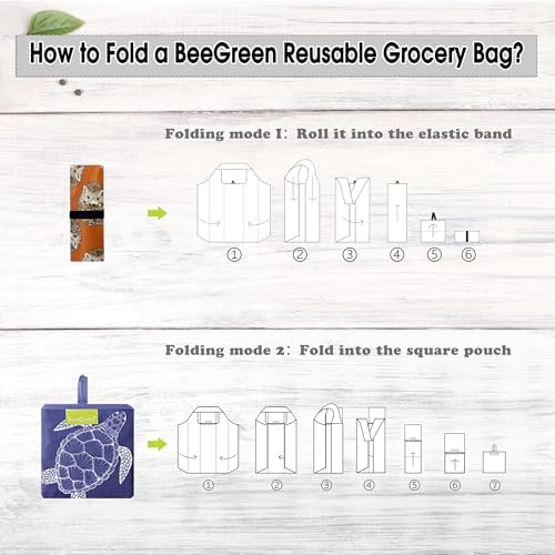 BeeGreen Elepahant Lover Gifts for Women Reusable Grocery Bags Foldable Ripstop, Animal Reusable Shopping Bags Extra Large 50LBS Durable, Machine Washable Reusable Bags for Kitchen BeeGreen