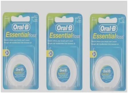 3X 50m Oral B Essential Dental Floss Waxed - Mint Waxed by Oral-B