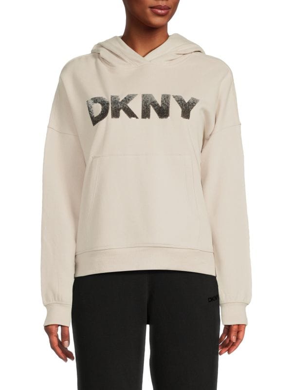 Худи Dkny с логотипом и спущенными плечами, 60% хлопка, 40% полиэстера DKNY