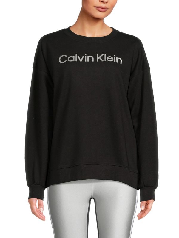 Толстовка с логотипом Calvin Klein с классическим воротником и дроппованными плечами Calvin Klein