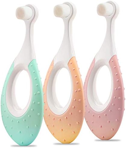 Baby Toothbrush & Toddler Toothbrush for Age 0-2 Years Old. Extra Soft Toothbrush with 10000 Soft Floss Bristle for Baby Gum Care, (3 Pack) Babycolor