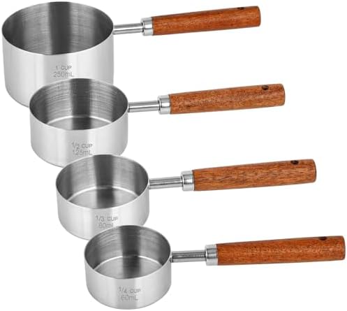 4 Pcs Dog Food Scoop Measuring-Cup, 1 Cup, 1/2 Cup, 1/3 Cup, 1/4 Cup, Stainless Steel Pet Food Scoops, Cat Food Measuring Cup Navona