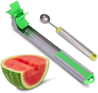 2-PC Stainless Steel Windmill Watermelon Cutter Slicer Tool & Melon Baller Scoop Set - Kitchen Gadgets, Fruit & Vegetable Cutter, Easy Slicer, Cube Cutter, Knife Corer AISLE 3 ESSENTIALS