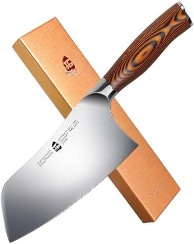 TUO Cleaver Knife, Chinese Chef Knife Stainless Steel 7 inch Vegetable Meat Cleaver with Pakkawood Handle, Heavy Duty Blade for Home Kitchen TUO