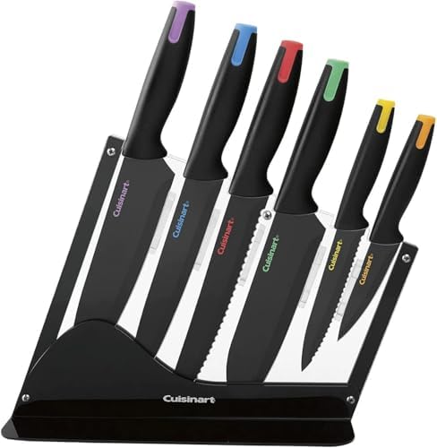 Cuisinart C55-7PCE Ceramic Coated Cutlery Set with Color End Caps & Acrylic Stand, 7 pc Cuisinart