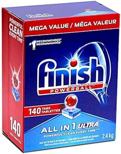 Finish Powerball Automatic Dishwasher Detergent, All in 1 Ultra Powerful Clean, 2.4 KG - 140 Tabs Finish