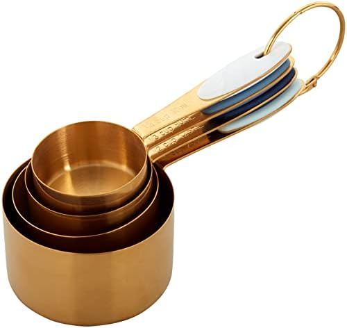 Wilton Gold Measuring Cups - Add This Essential Tool Set to Your Kitchen for Measuring Dry Ingredients, Key Ring for Easy Storage and Organization, Set of 4 Wilton