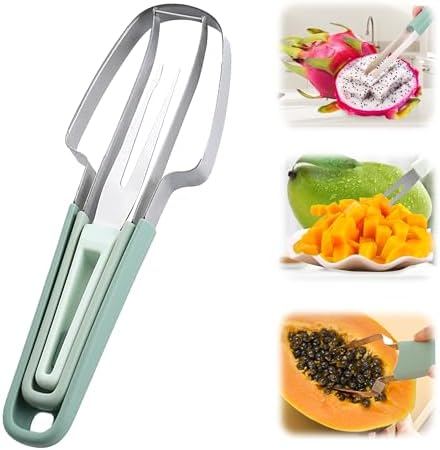 3-in-1 Watermelon Cutter Slicer Tool, 2024 New Stainless Steel Watermelon Popsicle Cutter Slicer Tool, Multi Watermelon Slicer Melon Cutter for Camping Kitchen Gadgets (Green) INBUGZ