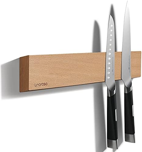 linoroso 16.5'' Magnetic Knife Holder for Wall, Powerful Acacia Wood Magnetic Knife Strip Knife Rack for Kitchen Knives & Tools Linoroso