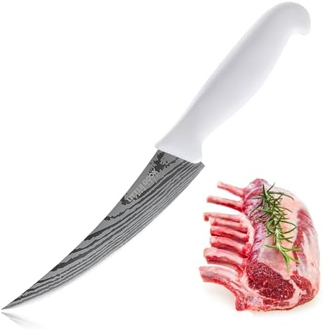 Boning Knife, Little Cook 6-inch Fillet knife, Stainless Steel Blade deboning Knife, Great for Meat Cutting, Fish, Poultry, Chicken (Dishwasher Safe, White) LITTLE COOK SINCE 1995