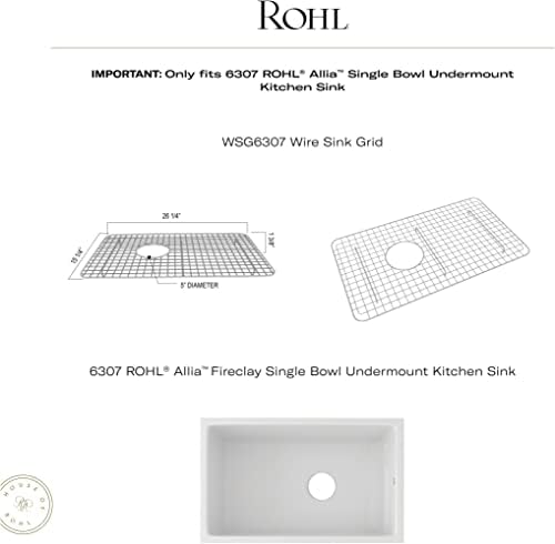 Rohl WSG6307BS 26-1/4-Inch by 15-1/4-Inch Wire Sink Grid for 6307 Kitchen Sinks in Biscuit Abcite Vinyl Rohl