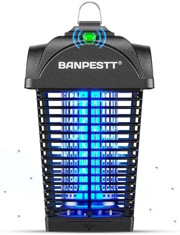 BANPESTT Bug Zapper Outdoor, Mosquito Zapper with Dusk-to-Dawn Light Sensor, Waterproof Fly Zapper, Electric Mosquito Killer for Garden, Patio, Balcony, Courtyard（Black） BANPESTT