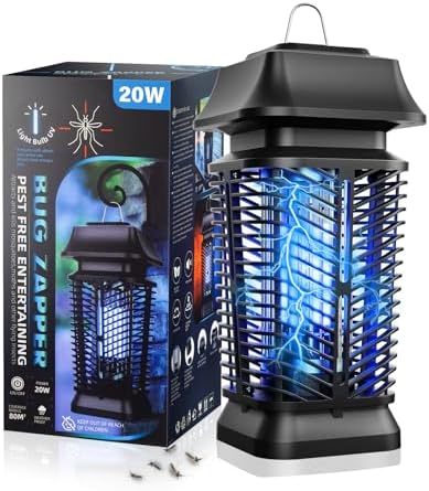 Bug Zapper Outdoor, 2024 Upgraded Mosquito Zapper for Indoors with Powerful 20W Bulb, 4200V Waterproof Fly Zapper,Electric Fly Traps Outdoor Mosquito Killer for Home,Backyard,Patio Yard,8.2Ft Cord LCUXOWX