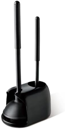 Eyliden Toilet Plunger and Brush, 2 in 1 Toilet Bowl Brush Plunger Set with Holder, Bathroom Cleaning Tools Combo with Caddy Stand (Black) Eyliden