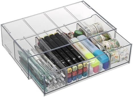 Аcrylic Organizer для рабочего стола, прозрачный, 27 x 17 x 7 см, многофункциональный, складной Btsky