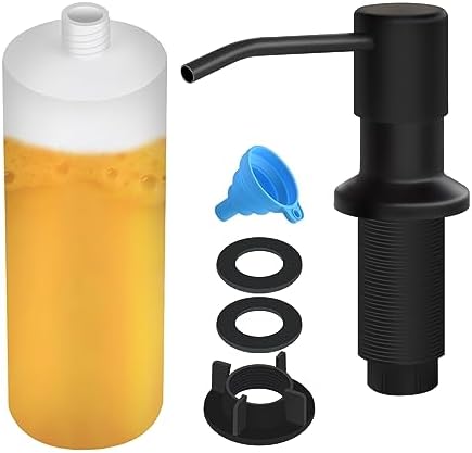 Soap Dispenser for Kitchen Sink, Built in Sink Soap Dispenser Lotion Dispenser with 17 OZ Bottle, Refill from The Top Bar Sink Soap Dispenser, Black (1 Pack) NVMTUUO