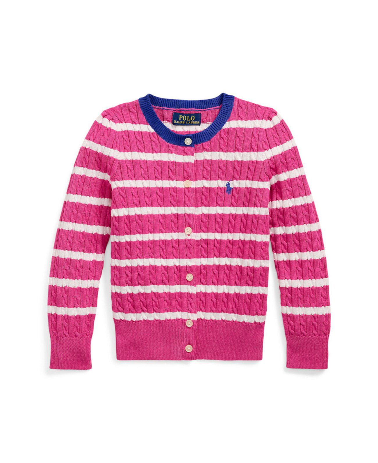 Toddler and Little Girls Striped Mini-Cable Cotton Cardigan Polo Ralph Lauren