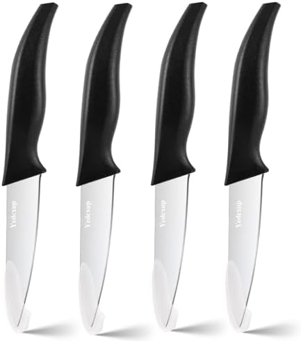 Paring Knives Set of 4-4'' Fruit Vegetable Paring Knives Large Sturdy Handle 4Cr14 Stainless Steel Sharp Blades Paring Knife Quick Cutting Small Kitchen Knife (4pcs/Black) Yedcxup