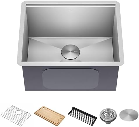 KRAUS Kore 57-inch Undermount Workstation 16 Gauge Single Bowl Stainless Steel Kitchen Sink with 10 Accessories, KWU210-57 Kraus