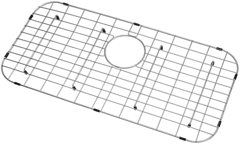 LQS Kitchen Sink Grid, Sink Protector 27 9/16" x 13 9/16" with Rear Drain Hole for Single Sink Bowl, Stainless Steel Sink Grid, Sink Protectors for Kitchen Sink, Sink Bottom Grid LQS