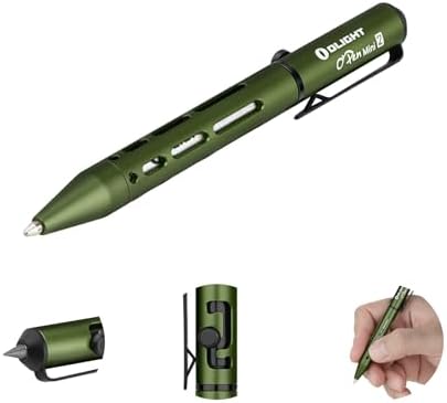 OLIGHT O'Pen Mini 2 Ballpoint Pen, Replaceable EDC Black Ink Pen and Pencil Tip 2-in-1 Bolt Action Pens, Smooth Writing Pens for Office, Working, Writing (Black) Olight