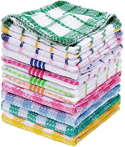 Patelai 12 Pieces Kitchen Dish Cloths for Washing Dishes Cleaning Cloth Absorbent Dish Rags Drying Dish Towels for Scrubbing Wipe Glass Home and Kitchen (Blue,13.8'' X 13.8'') Patelai